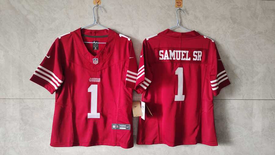 Women%27s San Francisco 49ers #1 Deebo Samuel Sr. Red F.U.S.E Vapor Untouchable Stitched Jersey
